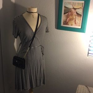 Striped V-Neck Dress